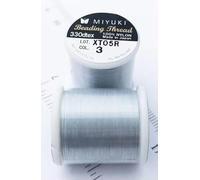 Miyuki Fil à perler en nylon, argent (3), verre, Japon (0,2 mm (B))