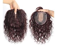 MIYYO Topper for Cheveux Courts Et Bouclés for Femme Toupet Cheveux Humains avec Frange Morceaux De Cheveux Brun Foncé 120% Densité Silk Base Wiglets Clip dans L'extension De Cheveux (Size : 20c