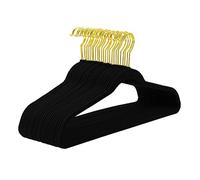 MIZGI Lot de 60 cintres en Velours Noir, Finition dorée de qualité supérieure, Feutre antidérapant, très résistants, durables, pour Costumes, économie d'espace