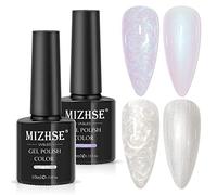 MIZHSE Blanc Vernis à Ongles Perle Aurora Shell Spirale Gel Ongles 2PCS UV/Lampe LED Longue Durée 10ml * 2 pour Professionnel Nail Art Manucure Salon DIY à la Maison