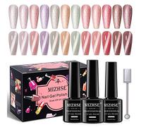 MIZHSE Cat Eye Lot de 12 vernis à ongles en gel UV - Paillettes Cat Eye - Magnétique - Rose 9D Cateye - Gel UV - Vernis à ongles U V - Avec stylo magnétique - 7 ml