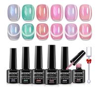 MIZHSE Cat Eye Lot de 6 vernis à ongles UV avec couleur de coque, 6 couleurs, durable, brillant, avec aimant, gel UV/LED, Soak Off Cateye, rose, bleu, violet, vert, 7 ml