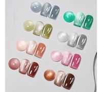 MIZHSE Cat Eye Lot de 8 vernis à ongles UV 9D CatEye avec aimant, clair de lune, yeux de chat, magnétique, paillettes, pour le salon, la maison, 7 ml