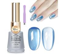 MIZHSE Cat Eye - Vernis à ongles gel UV avec stylo magnétique - 12 ml - Clair de lune - Bleu - Cat Eye - Aimant œil de chat - Gel holographique - Art Manucure Salon Home DIY