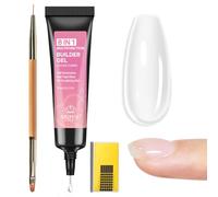 MIZHSE Gel Clear Builder 15G avec pointe de précision, gel 3D Nail Art 8 en 1 Rhinestone Glue pour breloques d'ongles, colle de sculpture multifonctionnelle, extension d'ongles et modelage avec