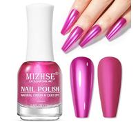 MIZHSE Vernis à ongles miroir métallique, avec effet miroir, rouge mental, Shimmer - Séchage rapide - Sans lampe UV - Chrome brillant - 15 ml - 1 pièce