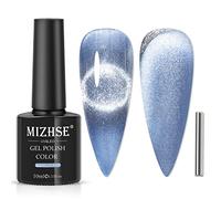 MIZHSE Vernis à ongles UV, bleu, pailleté, œil de chat, avec 1 gel magnétique Cateye - Effecte Diamond - Gel holographique U V - 10 ml