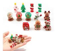 Mizijia Lot de 12 mini figurines de Noël en résine, petites décorations de Noël pour le monde des luts, maison de poupée, pot de fleurs, mini jardin, micro paysage, bricolage, décoration de table