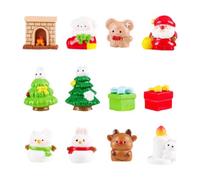 Mizijia Lot de 12 mini figurines de Noël en résine, petites décorations de Noël pour le monde des luts, maison de poupée, pot de fleurs, mini jardin, micro paysage, bricolage, décoration de table