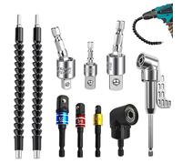 mizikuu 10 Pcs Foret à Angle Droit D'extension Kit, 105 Degrés Angle Flexible Extension Bits Universelle Adaptateur de Visseuse Hexagonale 1/4 pour Perceuse