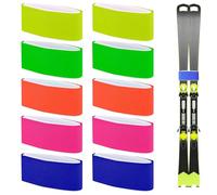 mizikuu 10 Pièces Sangles de Ski Réglables, Sangle Porte-Skis Sangle Snowboard Ceinture Retenue Sangles d'enveloppe de Ski Bande de Fixation Crochet pour Transport