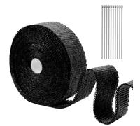 mizikuu 10M Bande Thermique Echappement, Ruban Isolant Thermique Moto Pare Chaleur Echappement avec 10 Attaches de Câble en Acier Inoxydable pour Tuyeau Collecteur Echappement Moto et Voiture, Noir