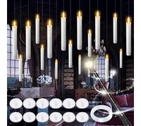 mizikuu 12 Pièces Bougies à LED Flottantes, Suspendre Floating Candles Sans Flamme Bougies Magiques avec Baguette Télécommande Bougie à Piles Vacillante pour Halloween, Noël, Party, Mariage