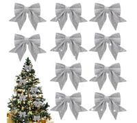 mizikuu 12 Pièces Noeud De Noël, Nœuds Décoratifs en Tissu Scintillant pour Noël Mini Nœud Papillon pour Décorations de Sapin de Noël, Mariages, Emballage de Cadeaux Ornements, Argenté