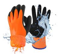 mizikuu 2 Paire Gants de travail Winter, Gants Protections imperméables Gants Doublure intérieure chaude Gants Enduit de Nitrile Gants d'hiver chauds isolés pour Travaux en Milieu Humide et Froid