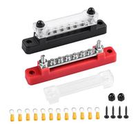 mizikuu 2 Pièces Bloc de Distribution D'alimentation, 12V-48V DC 150 A Barres de Distribution D'énergie avec 6 x M4 Boulons de Borne BusBar Bornier Electrique pour Voiture Camion Bateau Bus Rouge Noir