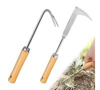 mizikuu 2 Pièces Desherbeur Manuel, Désherbeur en Acier Inoxydable avec Manche Ergonomique en Bois Arrache Mauvaise Herbe Couteau Désherbeur Outil Désherbage pour Désherber Votre Jardin, Creuser