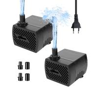 mizikuu 2 pièces Mini Pompe à Eau Submersible, 5W Ultra Silencieuses Pompes à Eau Avec 2 buses Câble 350L/H Ajustable Pompe Aquarium Petite Pompe Submersible Pour Aquarium, Étang, Fontaine
