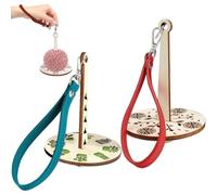 mizikuu 2 Pièces Porte-Fil De Poignet Portable, Porte-Fil en Bois Ø10cm Rotation à 360° Mini Porte-Fil en Bois avec Dragonne Prévention des Enchevêtrements De Fil pour Amateurs Crochet Et Tricot