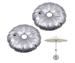mizikuu 2 Pièces Sac de Poids de Base de Drapeau, 52cm Pied de Parasol Lourd de Parapluie Rond Rempli 9L d'eau ou de Sable Contrepoids Porte Portable Pliable Extérieur pour Balcons Plages Terrasses