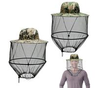 mizikuu 2PCS Chapeau Moustiquaire, Pliable Chapeau d'apiculteur Chapeau Anti-moustiques Casquette Moustiquaire avec Filet Face Cover pour Apiculture, Safari, Camping, Jardinage, Pêche