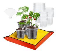 mizikuu 30 Pièces Pots de Pépinière Transparents, Godets pour Semis avec Tapis de Rempotage 8.9cm 10cm 12.8cm Pot de Fleurs Pot Semis avec 20 étiquettes de Plantes pour Intérieur, Extérieur, Jardin