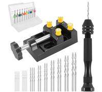 mizikuu 37 Pièces Perceuse a Main, Manuelle Outils Perceuse Adjustable Durable et Solide Outil de Perçage Mini Perceuse à Main de Precision Bois Résine Bijoux Bricolage Foret PCB de 0,1 à 1 mm