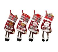 mizikuu 4 PCS Chaussette de Noël, Botte De Noël à Suspendre Xmas Sac Cadeau 3D Chaussette pour Cheminée Sac de Bonbons pour Cadeaux De Noël Décoration