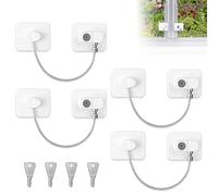 mizikuu 4 Pièces Securite Fenetre Enfant, Serrures Protection Fenetre Enfant avec 4 Clés Adhésive Câble de Limitation Serrures de Porte du Réfrigérateur pour Armoire Tiroir Placard Fenêtres Laveuse