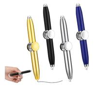 mizikuu 4 Pièces Spinner Stylo avec Lumière LED, Stylo à Bille Rotatif en Métal Inscriptible Gyro Doigt Pensant pour Soulager la Pression Fidget Pen