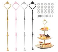 mizikuu 4 Sets Presentoir a Gateau, Accessoires pour Stand à gâteaux Kits 2/3 Stand à Gâteaux Support Gâteau pour Mariage Anniversaire Fête Argenté ,Doré Rouge,noir