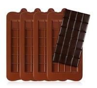 mizikuu 4PCS Moules à Chocolat en Silicone, Sans BPA Moule Tablette Chocolat Anti-adhésif Moule Patisserie Rectangle Moule à Chocolat pour Halloween, Thanksgiving, Noël