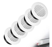 mizikuu 5 Pièces Grille de Ventilation Ronde, 75mm Grille D'aération en ABS Blanc Aeration avec Moustiquaire Capot D'évacuation D'air D'échappement Couvercle de Protection Contre les Intempéries