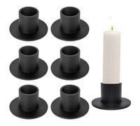 mizikuu 6 Pièces Bougeoirs en Métal, Bougeoirs Noirs Vintage Mats, Adaptés Aux Bougies de 2 cm de Diamètre Ronds Bougeoir Moderne Parfaits pour Le Salon Fêtes Noël Mariages etc