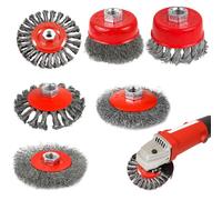 mizikuu 6PCS Brosse Conique pour Meuleuse D'angle, M14 Brosse Métallique Nettoyage 75 mm et 100 mm Brosse de Ponçage Accessories pour Clean for Metal