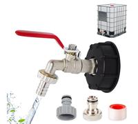 mizikuu Adaptateur de Réservoir IBC, Robinet Cuve 1000L Robinet Recuperateur Eau De Pluie 1/2" Connecteur à Filetage Robinet Raccords De Tuyau S60X6