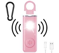 mizikuu Alarme personnelle, alarme de poche, 130 dB, sirène d'autodéfense, lampe LED, alarme de panique, rechargeable, porte-clés de sécurité pour femmes, enfants, filles, personnes âgées, rose