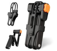 mizikuu Antivol De Vélo Pliable, Serrure de Vélo Portable en Acier Trempé Avec Support Haute Sécurité Antirouille et Antivol Serrure à Combinaison Longueur 85 cm pour Bicyclette, Scooters, Moto, Noir