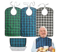 mizikuu Bavoir Adulte, Lot de 3 bavoirs imperméables Bavoirs avec Élastique au Cou Réglable Grand Bavoir Adulte Impermeable et Lavable pour hommes, femmes, personnes âgées, handicapés