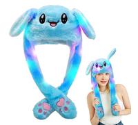 mizikuu Bonnet Oreille Qui Bouge, Chapeau de Lapin en Peluche LED Bonnet avec Oreilles Mobiles Chapeau Mignon avec Airbag pour d'Animal Cosplay Halloween Carnaval Cadeau Pâques, Bleu