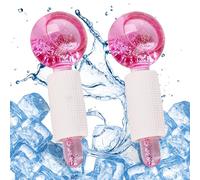 mizikuu Boules De Massage Faciales De Refroidissement, 2 pcs Facial Ice Globes, Globes de Glace Massage pour Visage, Yeux Et La Nuque, Pour Raffermir La Peau, Réduit Le Gonflement Et Les Cernes, Rose