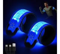 mizikuu Brassard Lumineux LED, 2 Pièces Brassard Reflechissant Running Bande Clignotant Rechargeable Via USB Bracelet Lumineux LED Sécurité pour Bras,Poignet,Cheville,Jambe Course, Cyclismev
