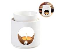 mizikuu Bruleur Bougie en Ceramique, Lampe Parfumée en Céramique avec Photophore Brûleurs à Huile Essentielle Diffuseur d'Huile Parfumée Et Diffuseur De Cire Parfumée Lampes à Parfum (Blanc)