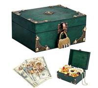 mizikuu Coffre au trésor vintage en bois avec serrure - Petite boîte à bijoux pour anniversaire d'enfant - Boîte en bois pour le rangement et la décoration
