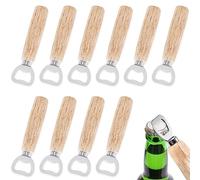 mizikuu Decapsuleur Biere, 10 Pièces Ouvre Bouteille avec Poignée en Bois Portable Cadeau Fête des Pères Personnalisée Decapsuleur pour Bar Maison Cuisine Hommes Cadeau Fête des Pères