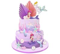 mizikuu Décoration Gâteau Sirene, 23 Pièces Topper Scintillants Anniversaire Fille Cupcake Decoration Réutilisable Cake Topper Sirène pour Fête D'Anniversaire, Mariage,Sirène Thème Parti Décoration