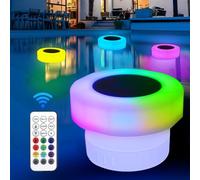 mizikuu Éclairage Solaire Flottant de Piscine, LED Lumiere Piscine Solaire IP68 Étanche Lampe Piscine RGB à Couleur Changeante avec télécommande Lampes Solaires pour Décoration de Fête de Pisc