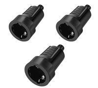 mizikuu Fiche electrique femelle, 3 Pièces Fiche en Caoutchouc Avec Double Contact De Protection 250V 16A IP44 Fiche Mâle En Caoutchouc Anti Courbures Pour Usage Intérieur l'Extérieur, Noir