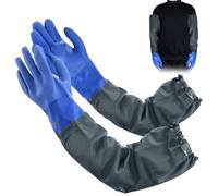 Mizikuu Gant d'étang Longues en caoutchouc, 70cm Gants de travail étanche pour nettoyage d'étang, industrie chimique, agriculture, pêche, construction