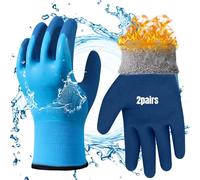 mizikuu Gants de travail Winter, 2 Paire Gants Protections imperméables Gants Doublure intérieure chaude Gants Enduit de Nitrile Gants d'hiver chauds isolés pour Travaux en Milieu Humide et Froid